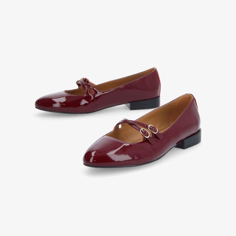 FLORA BALLERINA W - WRINKLED PATENT - BORDEAUX